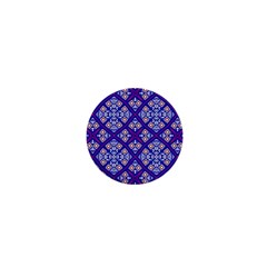 Symmetry Digital Art Pattern Blue 1  Mini Buttons