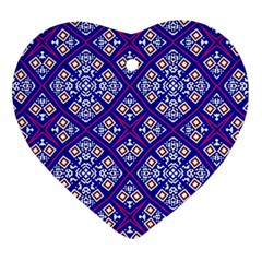 Symmetry Digital Art Pattern Blue Ornament (Heart)