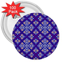 Symmetry Digital Art Pattern Blue 3  Buttons (100 pack) 