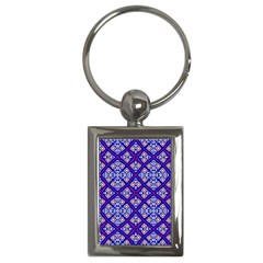 Symmetry Digital Art Pattern Blue Key Chain (Rectangle)