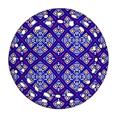 Symmetry Digital Art Pattern Blue Ornament (Round Filigree)