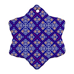 Symmetry Digital Art Pattern Blue Snowflake Ornament (Two Sides)