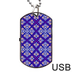 Symmetry Digital Art Pattern Blue Dog Tag USB Flash (One Side)