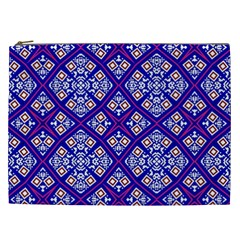 Symmetry Digital Art Pattern Blue Cosmetic Bag (XXL)