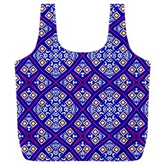 Symmetry Digital Art Pattern Blue Full Print Recycle Bag (XL)