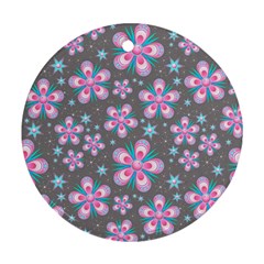 Seamless Pattern Flowers Pink Ornament (round)