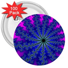 Fractal Abstract Background Digital 3  Buttons (100 Pack)  by Pakrebo