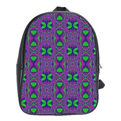 Seamless Wallpaper Pattern Ornament Green Purple School Bag (large) by Pakrebo