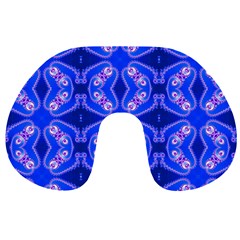 Seamless Fractal Blue Wallpaper Travel Neck Pillow by Pakrebo