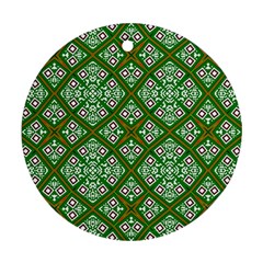 Symmetry Digital Art Pattern Green Ornament (round)