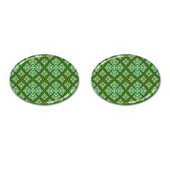 Symmetry Digital Art Pattern Green Cufflinks (oval) by Pakrebo