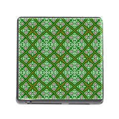 Symmetry Digital Art Pattern Green Memory Card Reader (square 5 Slot) by Pakrebo