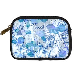 Cyan Floral Print Digital Camera Leather Case by dflcprintsclothing