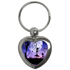 Cute Fairy Dancing In The Night Key Chain (heart) by FantasyWorld7