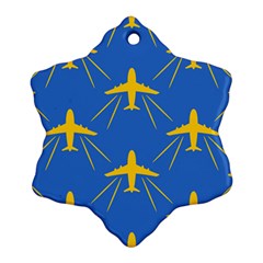 Aircraft Texture Blue Yellow Snowflake Ornament (two Sides) by Pakrebo