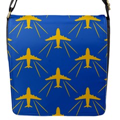 Aircraft Texture Blue Yellow Flap Closure Messenger Bag (s) by Pakrebo