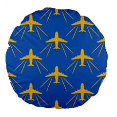 Aircraft Texture Blue Yellow Large 18  Premium Flano Round Cushions by Pakrebo