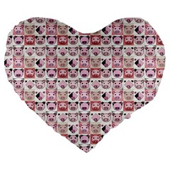 Graphic Seamless Pattern Pig Large 19  Premium Heart Shape Cushions by Pakrebo