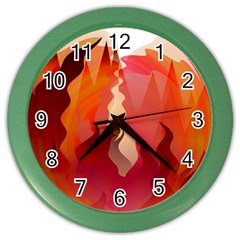 Fire Abstract Cartoon Red Hot Color Wall Clock by Pakrebo