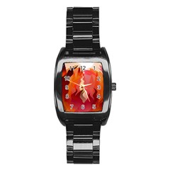 Fire Abstract Cartoon Red Hot Stainless Steel Barrel Watch by Pakrebo