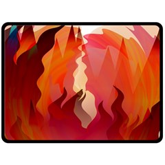 Fire Abstract Cartoon Red Hot Double Sided Fleece Blanket (large)  by Pakrebo