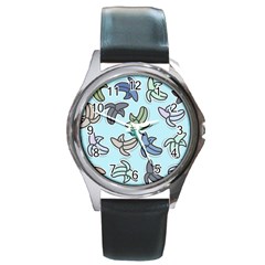 Bananas Repetition Repeat Pattern Round Metal Watch by Pakrebo