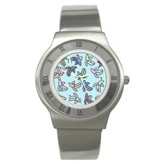 Bananas Repetition Repeat Pattern Stainless Steel Watch by Pakrebo