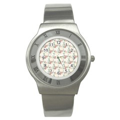 Floral Pattern Scrapbook Decorative Stainless Steel Watch by Pakrebo