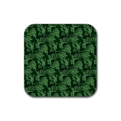 Leaf Flora Nature Desktop Herbal Rubber Coaster (square)  by Pakrebo