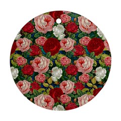 Roses Repeat Floral Bouquet Ornament (round)