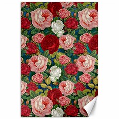 Roses Repeat Floral Bouquet Canvas 24  X 36  by Pakrebo