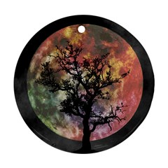 Full Moon Silhouette Tree Night Ornament (round)