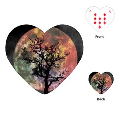 Full Moon Silhouette Tree Night Playing Cards Single Design (heart) by Pakrebo