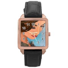 Flower Crown Rose Gold Leather Watch 