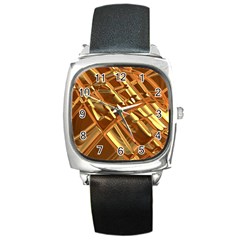 Gold Background Square Metal Watch by Alisyart