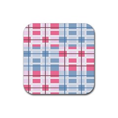 Fabric Textile Plaid Rubber Coaster (square)  by HermanTelo