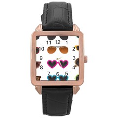 Eyeglasses Rose Gold Leather Watch 