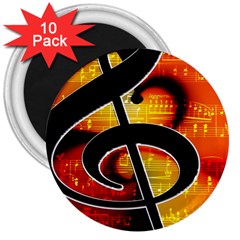 Clef Music Lines Notenblatt 3  Magnets (10 Pack)  by HermanTelo