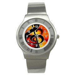 Clef Music Lines Notenblatt Stainless Steel Watch by HermanTelo