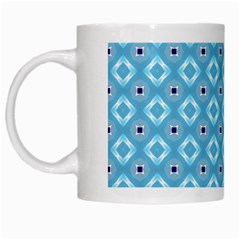 Blue Pattern White Mugs