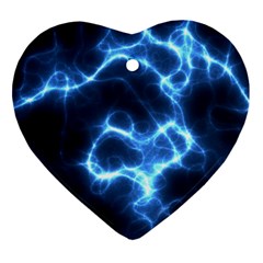 Electricity Blue Brightness Heart Ornament (two Sides) by HermanTelo