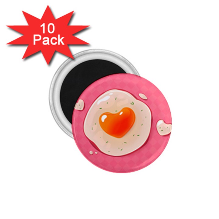 Omelette Heart Pink Valentine 1.75  Magnets (10 pack) 