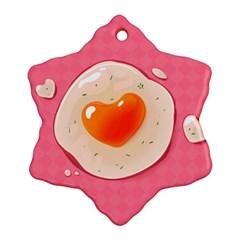 Omelette Heart Pink Valentine Snowflake Ornament (two Sides)