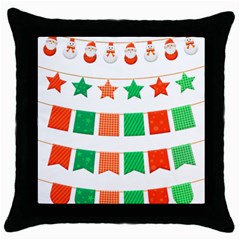 Christmas Bunting Banners Tasse Throw Pillow Case (black) by Bajindul