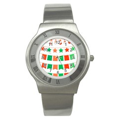 Christmas Bunting Banners Tasse Stainless Steel Watch