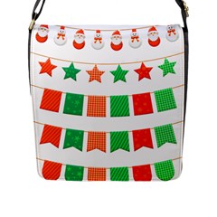 Christmas Bunting Banners Tasse Flap Closure Messenger Bag (L)