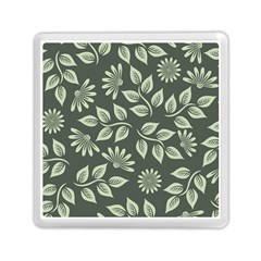 Flowers Pattern Spring Green Memory Card Reader (square) by Bajindul