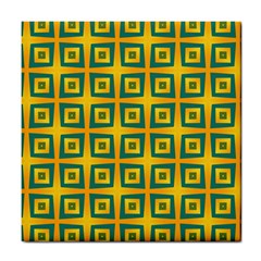 Green Plaid Star Gold Background Tile Coasters by Alisyart
