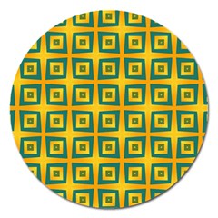 Green Plaid Star Gold Background Magnet 5  (round) by Alisyart