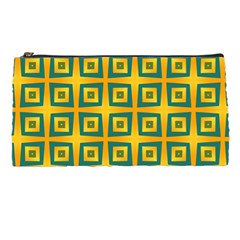 Green Plaid Star Gold Background Pencil Cases